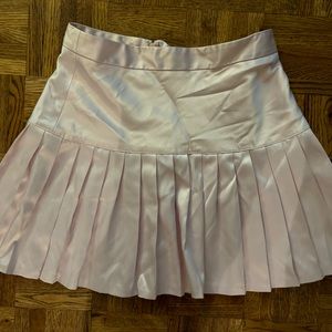Satin baby pink tennis skirt